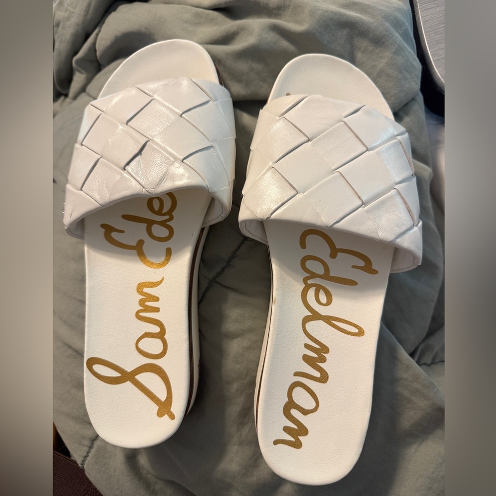 Sam Edelman Ivory Woven Slide Sandals